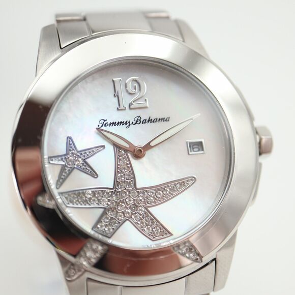 NEW Tommy Bahama Womens Watch Bimini Crystal MOP Silver Tone Starfish MSRP $250 - Picture 1 of 16